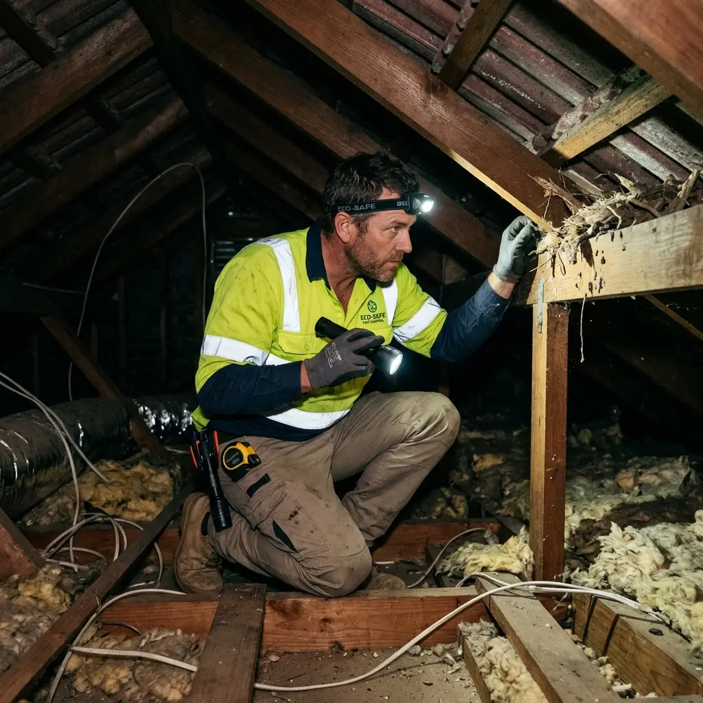 Technician using detection equipment to locate a dead rat inside a West Footscray wall cavity